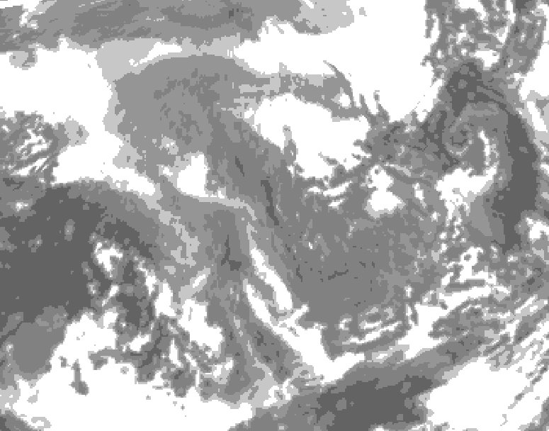 GDPS total cloud 240 hour forecast chart for Canada based on 2024/11/23 1200Z data