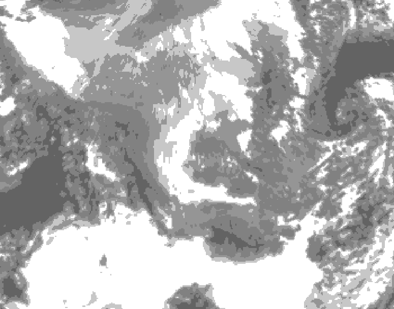 GDPS total cloud 150 hour forecast chart for Canada based on 2024/11/27 1200Z data