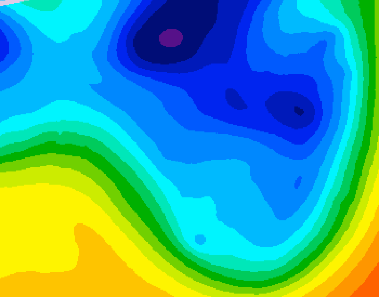 GDPS 500 millibar geopotential height 036 hour forecast chart for Canada based on 2024/12/01 0000Z data