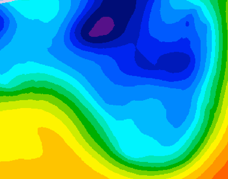 GDPS 500 millibar geopotential height 042 hour forecast chart for Canada based on 2024/12/01 0000Z data