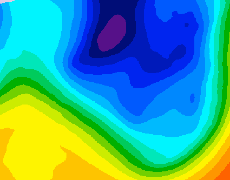 GDPS 500 millibar geopotential height 048 hour forecast chart for Canada based on 2024/12/01 1200Z data