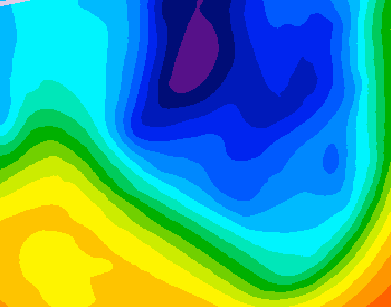 GDPS 500 millibar geopotential height 054 hour forecast chart for Canada based on 2024/12/01 1200Z data