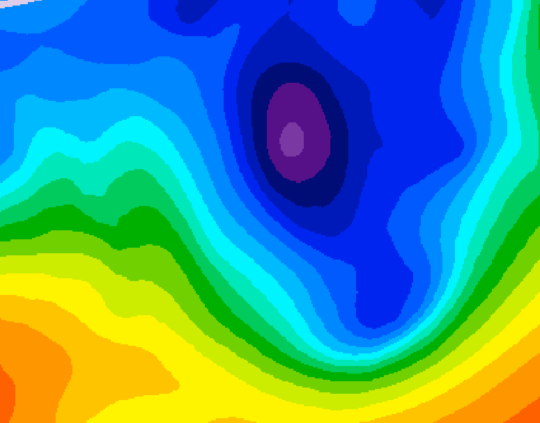 GDPS 500 millibar geopotential height 102 hour forecast chart for Canada based on 2024/12/01 1200Z data