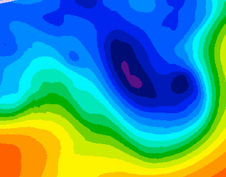 GDPS 500 millibar geopotential height 126 hour forecast chart for Canada based on 2024/12/01 1200Z data