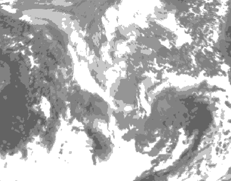 GDPS total cloud 102 hour forecast chart for Canada based on 2024/12/01 1200Z data