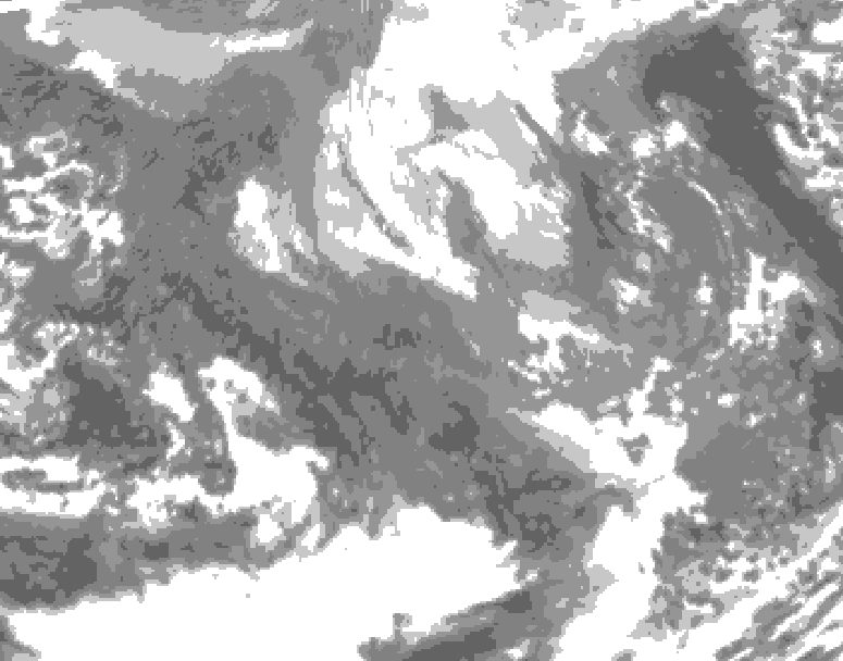 GDPS total cloud 150 hour forecast chart for Canada based on 2024/12/01 1200Z data