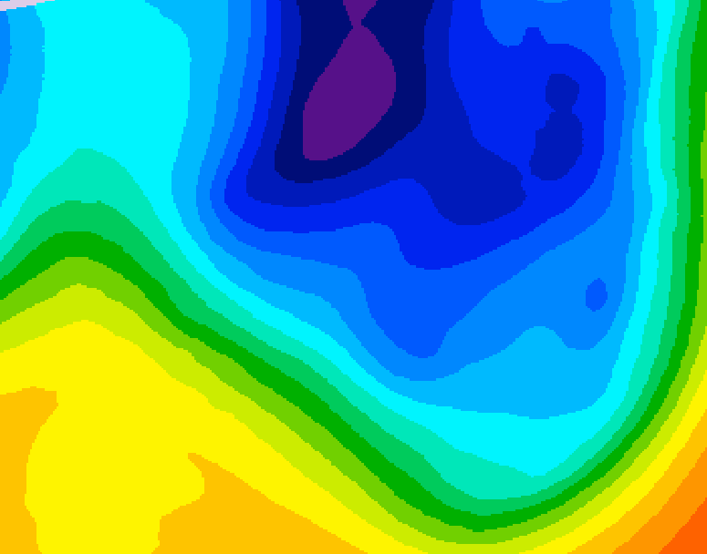 GDPS 500 millibar geopotential height 036 hour forecast chart for Canada based on 2024/12/02 0000Z data