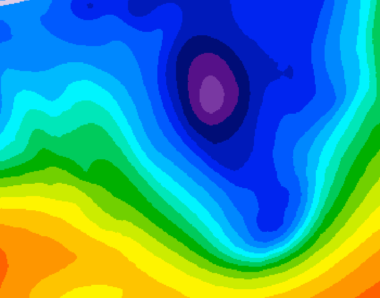 GDPS 500 millibar geopotential height 090 hour forecast chart for Canada based on 2024/12/02 0000Z data