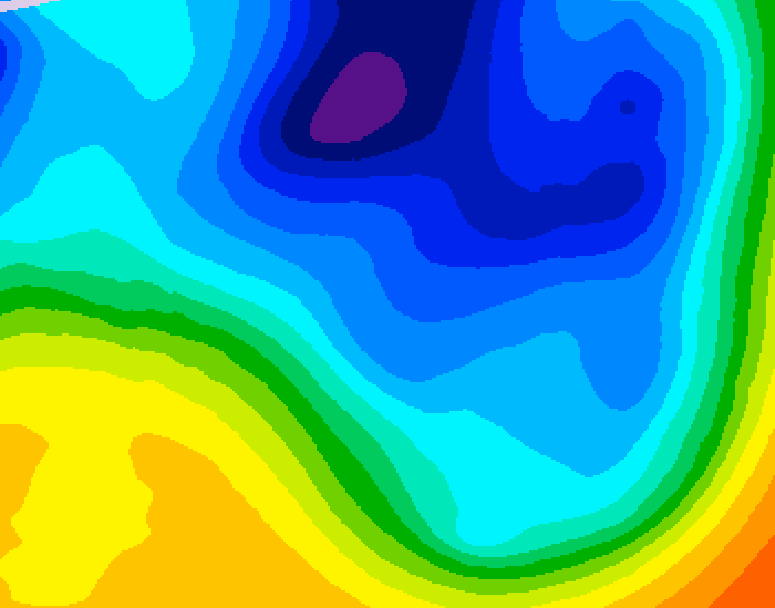 GDPS 500 millibar geopotential height 012 hour forecast chart for Canada based on 2024/12/02 1200Z data