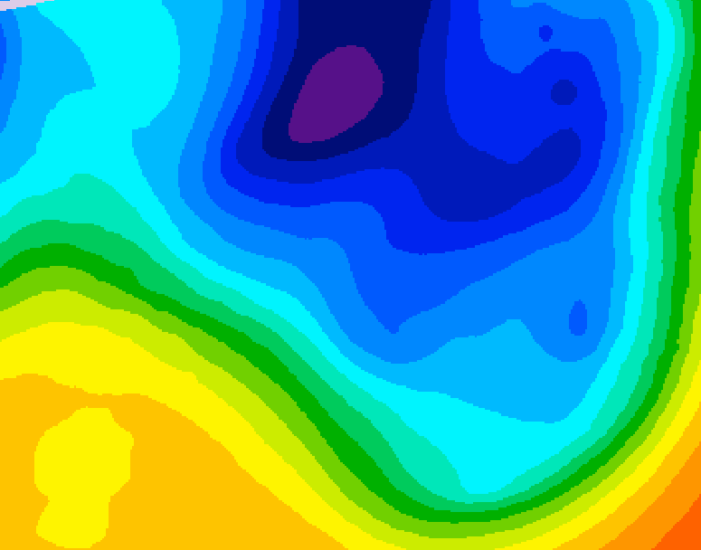 GDPS 500 millibar geopotential height 018 hour forecast chart for Canada based on 2024/12/02 1200Z data