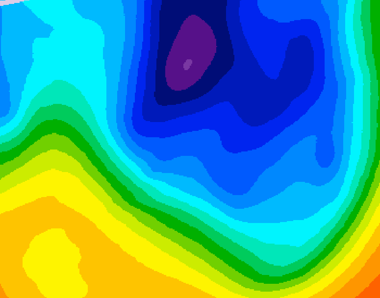 GDPS 500 millibar geopotential height 030 hour forecast chart for Canada based on 2024/12/02 1200Z data