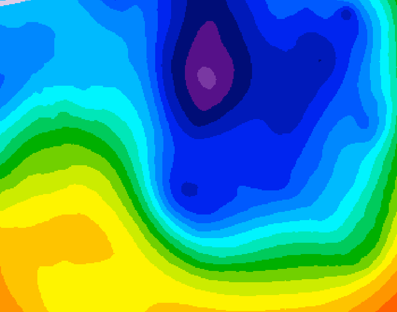 GDPS 500 millibar geopotential height 048 hour forecast chart for Canada based on 2024/12/02 1200Z data