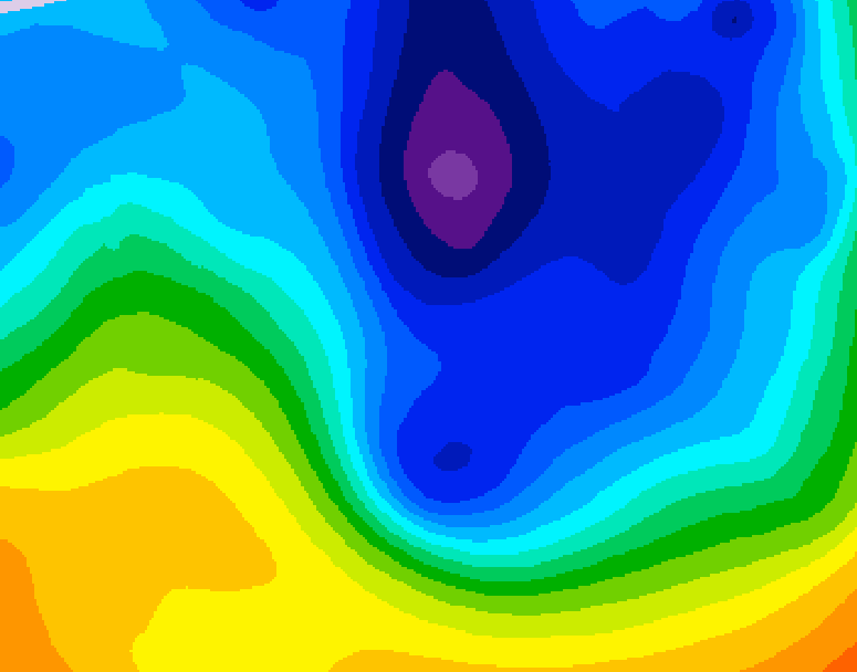 GDPS 500 millibar geopotential height 054 hour forecast chart for Canada based on 2024/12/02 1200Z data