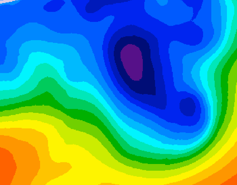 GDPS 500 millibar geopotential height 090 hour forecast chart for Canada based on 2024/12/02 1200Z data