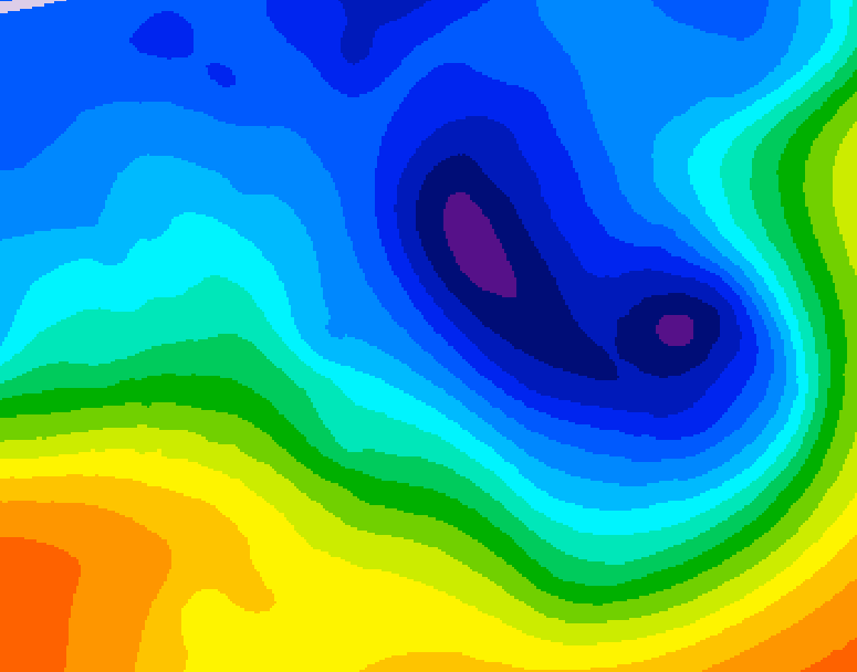 GDPS 500 millibar geopotential height 102 hour forecast chart for Canada based on 2024/12/02 1200Z data