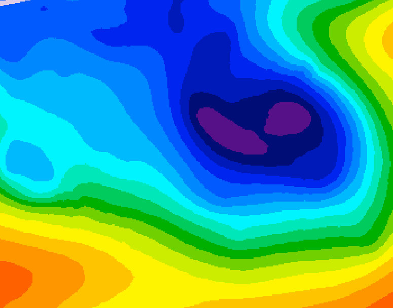 GDPS 500 millibar geopotential height 120 hour forecast chart for Canada based on 2024/12/02 1200Z data