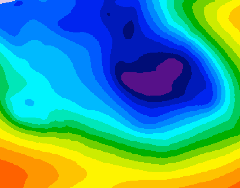 GDPS 500 millibar geopotential height 126 hour forecast chart for Canada based on 2024/12/02 1200Z data