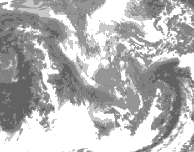 GDPS total cloud 090 hour forecast chart for Canada based on 2024/12/02 1200Z data