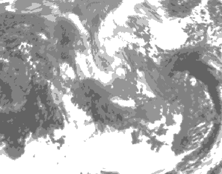 GDPS total cloud 102 hour forecast chart for Canada based on 2024/12/02 1200Z data