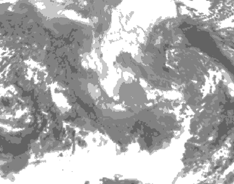 GDPS total cloud 120 hour forecast chart for Canada based on 2024/12/02 1200Z data