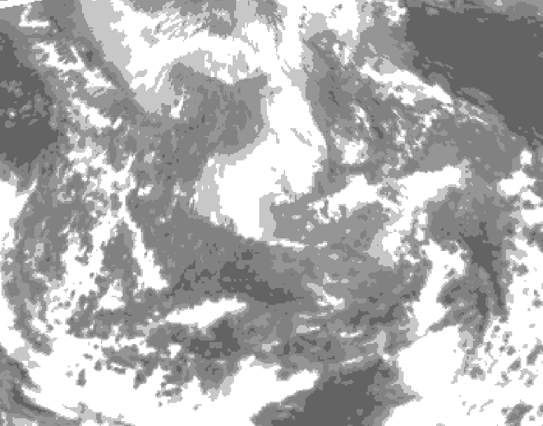 GDPS total cloud 150 hour forecast chart for Canada based on 2024/12/02 1200Z data