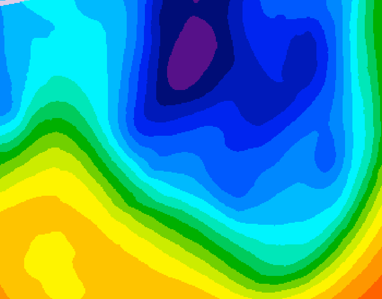 GDPS 500 millibar geopotential height 018 hour forecast chart for Canada based on 2024/12/03 0000Z data