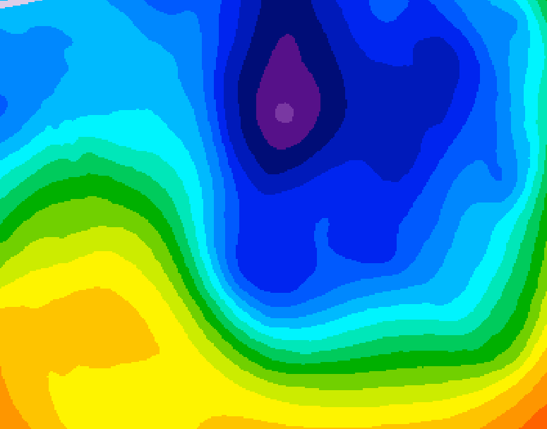 GDPS 500 millibar geopotential height 036 hour forecast chart for Canada based on 2024/12/03 0000Z data