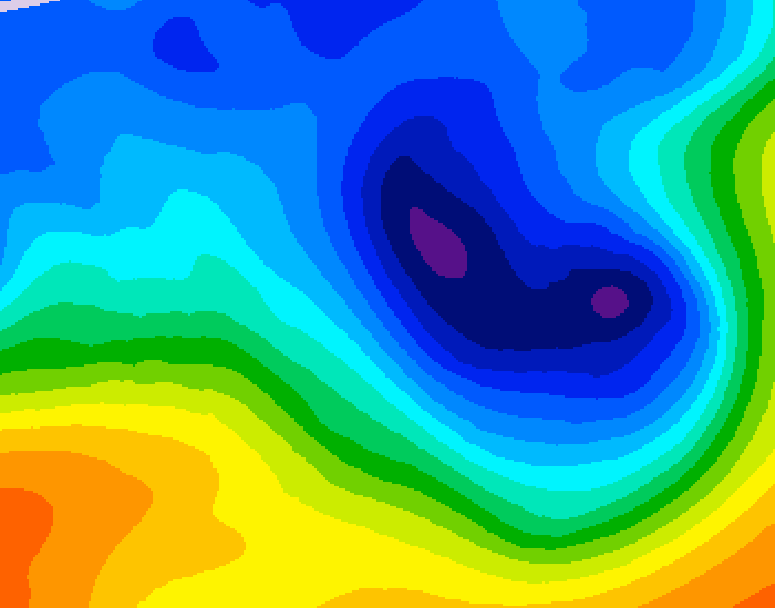 GDPS 500 millibar geopotential height 090 hour forecast chart for Canada based on 2024/12/03 0000Z data