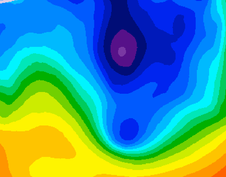 GDPS 500 millibar geopotential height 036 hour forecast chart for Canada based on 2024/12/03 1200Z data