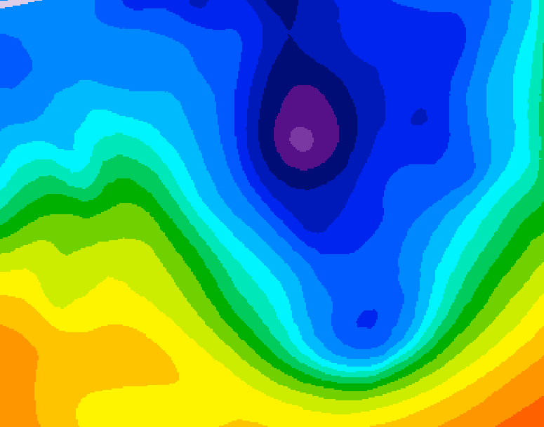 GDPS 500 millibar geopotential height 048 hour forecast chart for Canada based on 2024/12/03 1200Z data