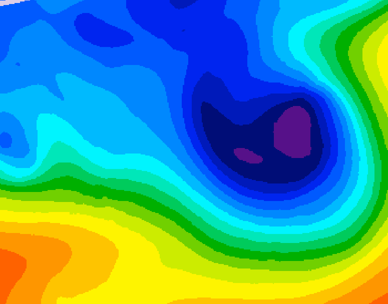 GDPS 500 millibar geopotential height 090 hour forecast chart for Canada based on 2024/12/03 1200Z data