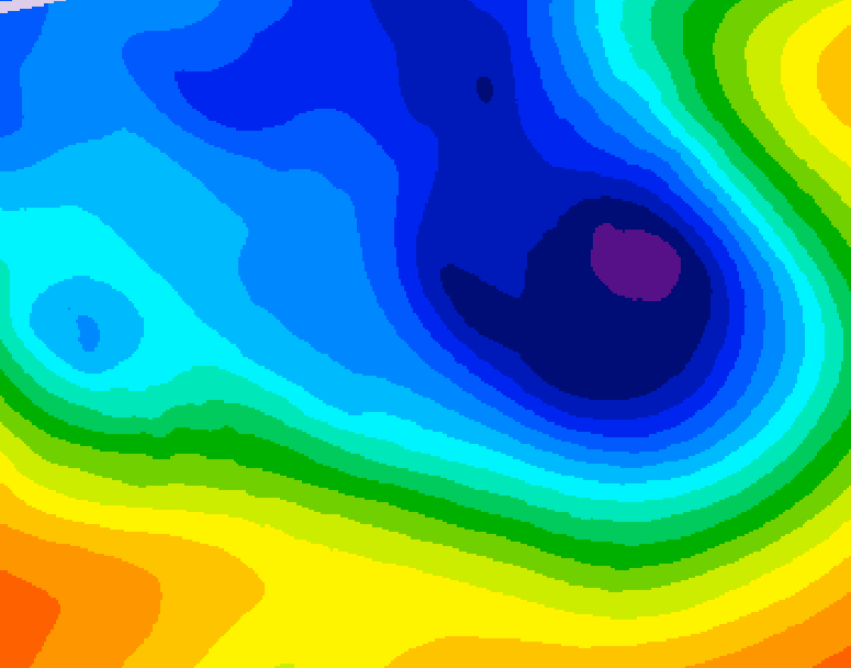 GDPS 500 millibar geopotential height 102 hour forecast chart for Canada based on 2024/12/03 1200Z data