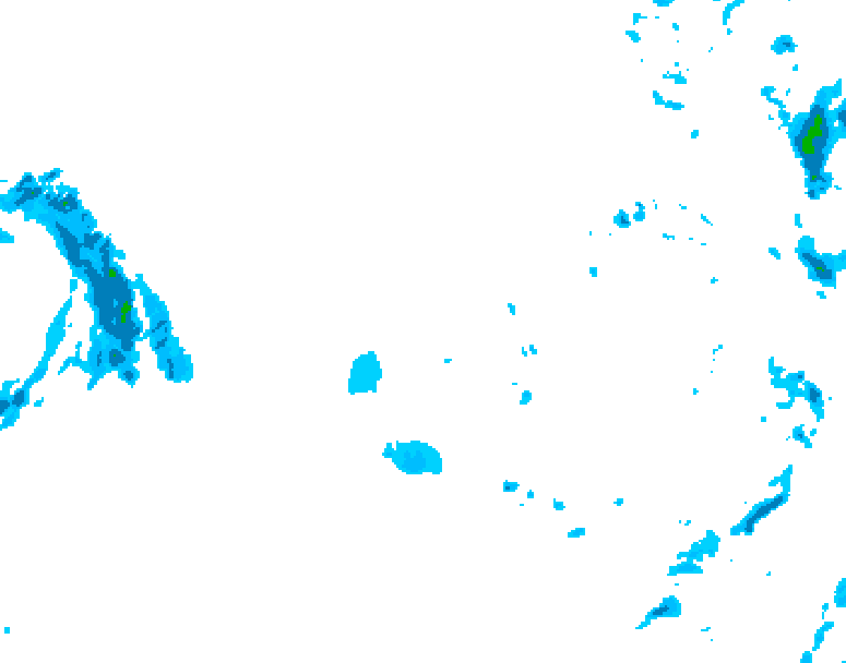 GDPS precipitation 018 hour forecast chart for Canada based on 2024/12/03 0000Z data