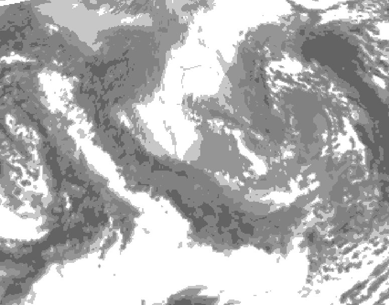 GDPS total cloud 114 hour forecast chart for Canada based on 2024/12/03 0000Z data