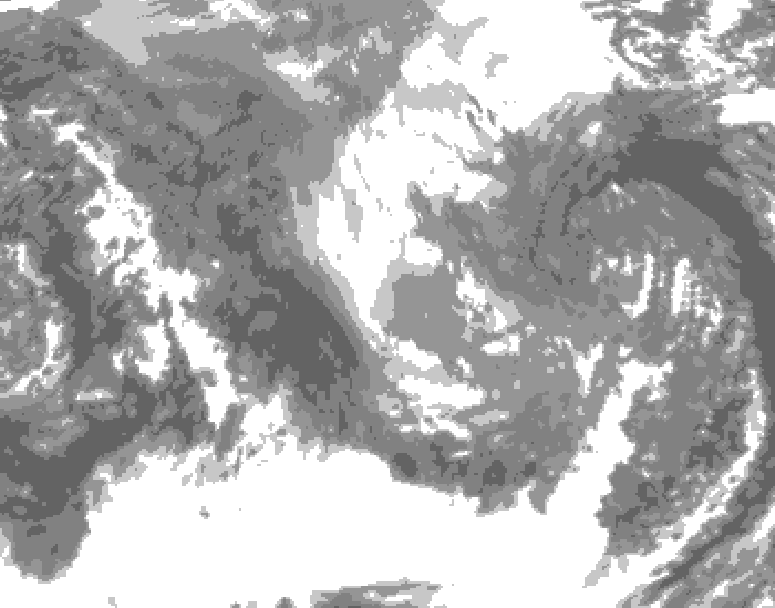 GDPS total cloud 090 hour forecast chart for Canada based on 2024/12/03 1200Z data