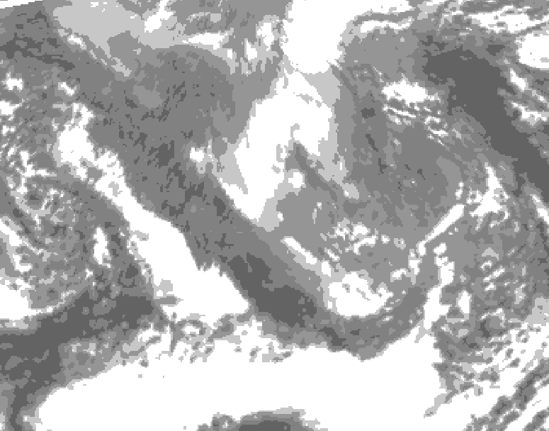 GDPS total cloud 102 hour forecast chart for Canada based on 2024/12/03 1200Z data