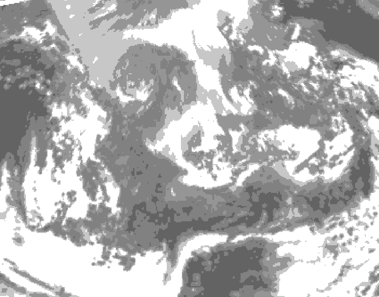 GDPS total cloud 132 hour forecast chart for Canada based on 2024/12/03 1200Z data