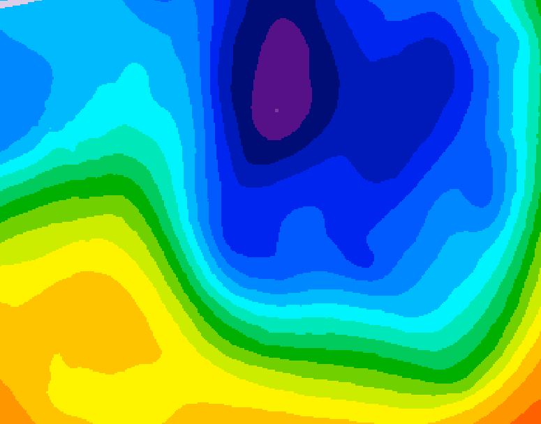 GDPS 500 millibar geopotential height 006 hour forecast chart for Canada based on 2024/12/04 0000Z data