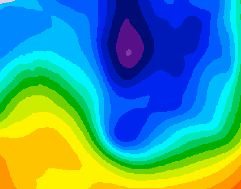 GDPS 500 millibar geopotential height 018 hour forecast chart for Canada based on 2024/12/04 0000Z data