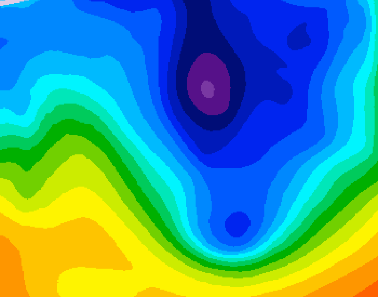 GDPS 500 millibar geopotential height 030 hour forecast chart for Canada based on 2024/12/04 0000Z data