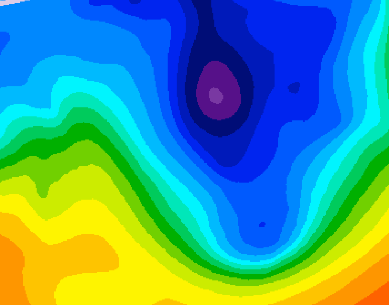 GDPS 500 millibar geopotential height 036 hour forecast chart for Canada based on 2024/12/04 0000Z data