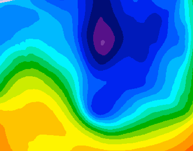 GDPS 500 millibar geopotential height 006 hour forecast chart for Canada based on 2024/12/04 1200Z data