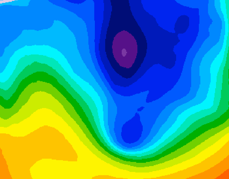 GDPS 500 millibar geopotential height 012 hour forecast chart for Canada based on 2024/12/04 1200Z data