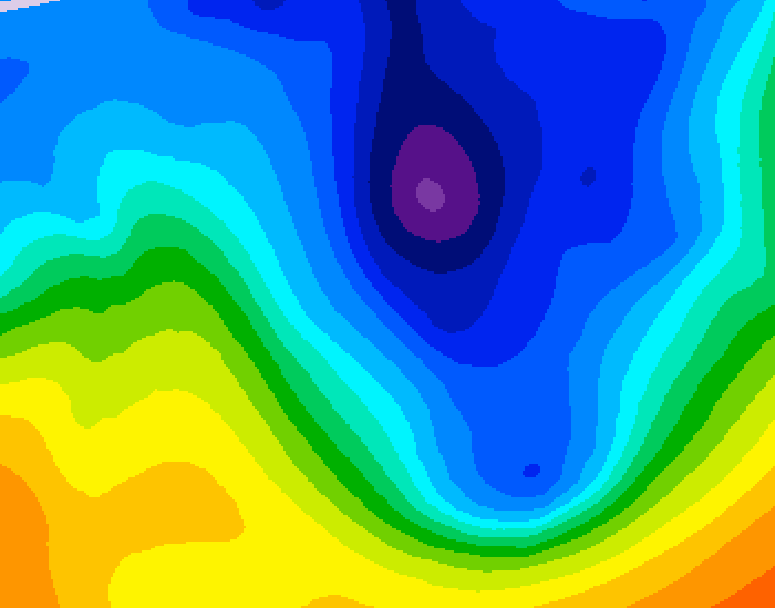 GDPS 500 millibar geopotential height 024 hour forecast chart for Canada based on 2024/12/04 1200Z data