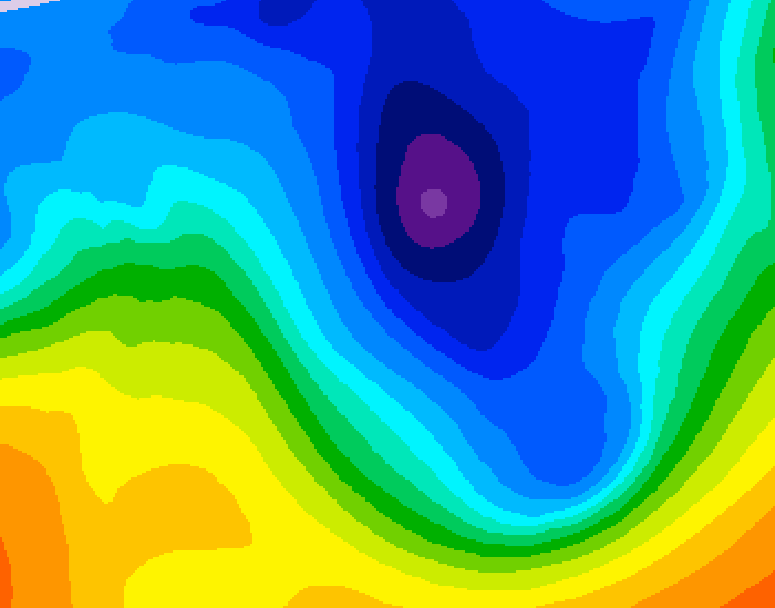 GDPS 500 millibar geopotential height 030 hour forecast chart for Canada based on 2024/12/04 1200Z data