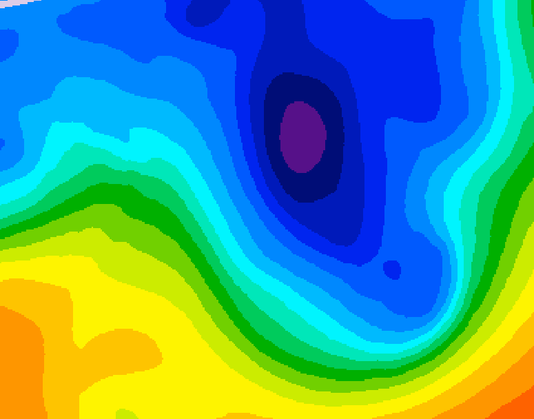 GDPS 500 millibar geopotential height 036 hour forecast chart for Canada based on 2024/12/04 1200Z data