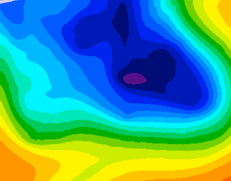 GDPS 500 millibar geopotential height 090 hour forecast chart for Canada based on 2024/12/04 1200Z data