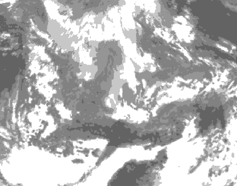 GDPS total cloud 120 hour forecast chart for Canada based on 2024/12/04 0000Z data