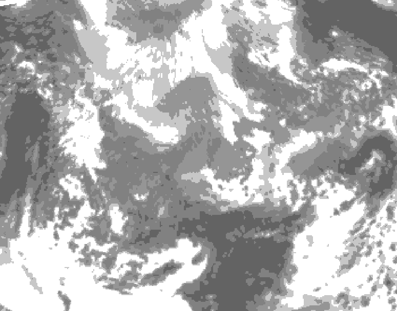 GDPS total cloud 132 hour forecast chart for Canada based on 2024/12/04 0000Z data