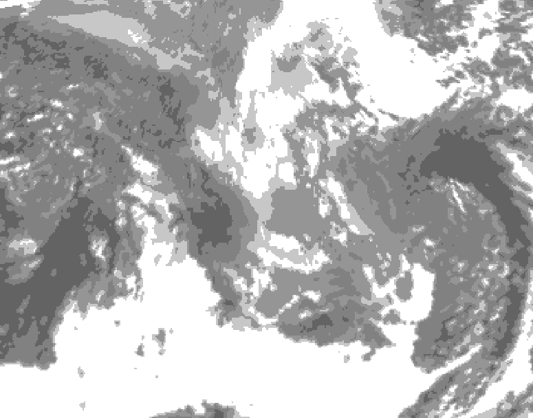 GDPS total cloud 054 hour forecast chart for Canada based on 2024/12/04 1200Z data